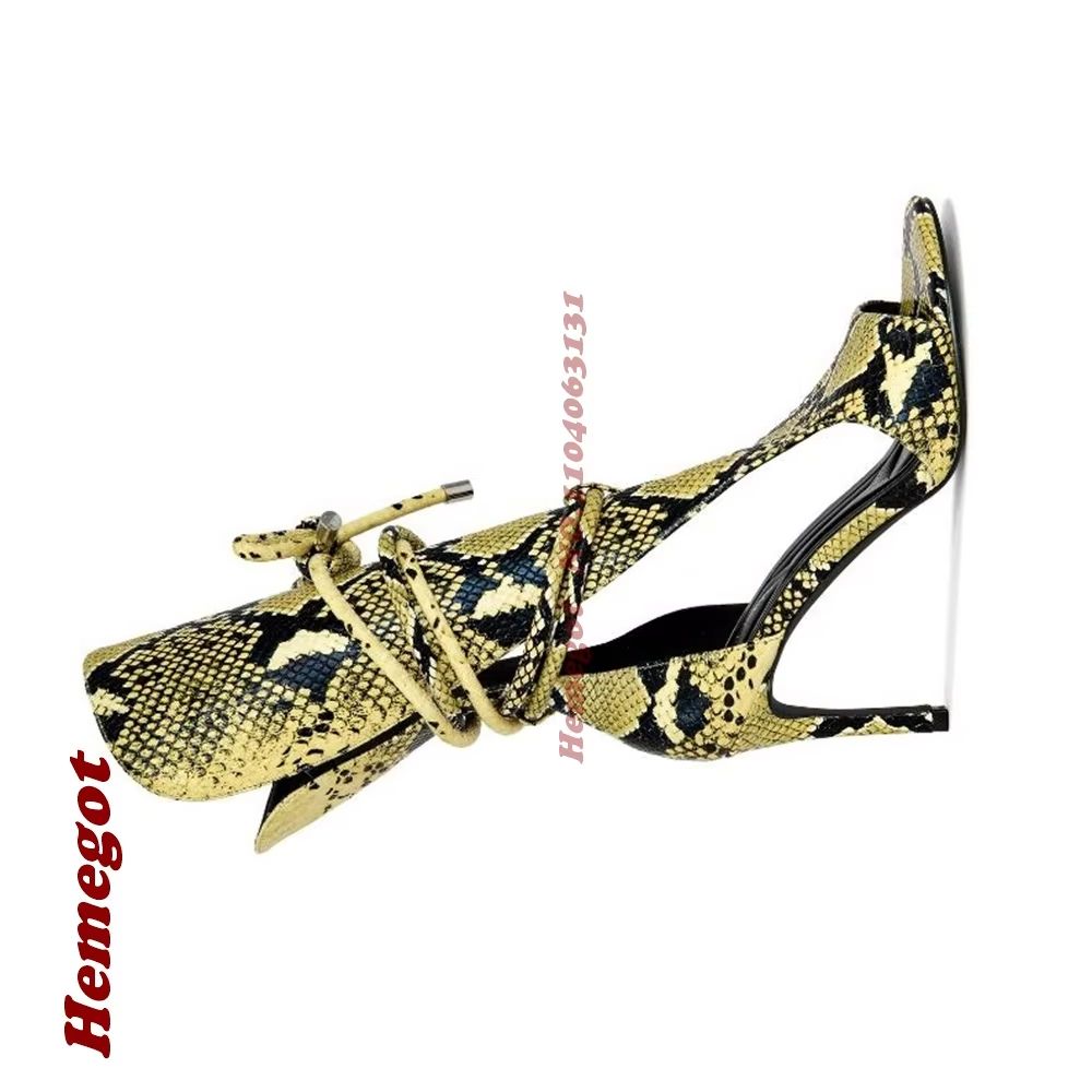 Women'S Shoes Yellow - Sandales gladiateur jaunes à imprimé serpent,