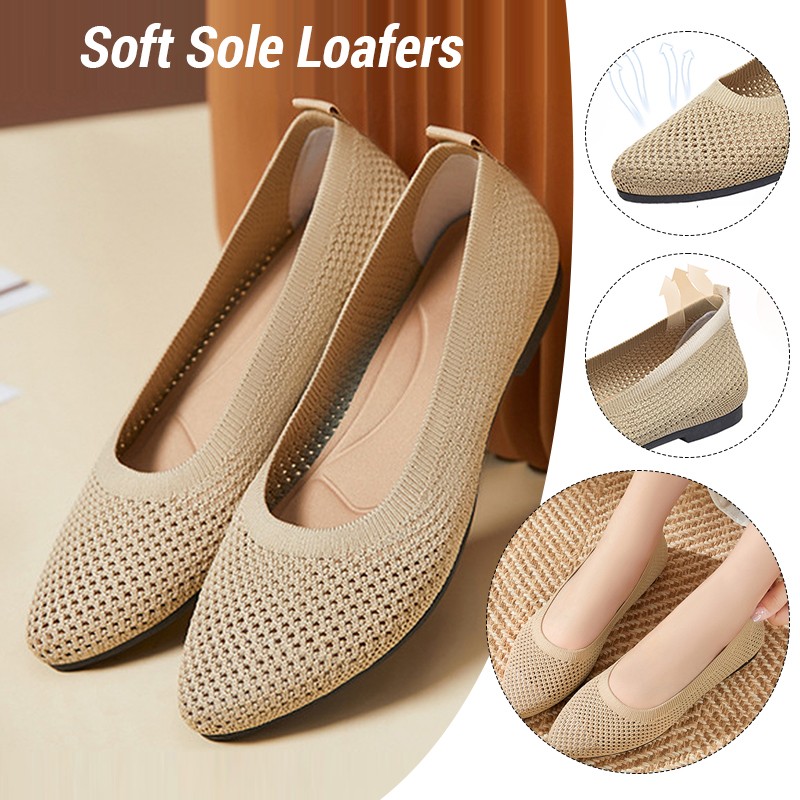 Loafer Flat Women - Femmes chaussures plates mocassins tricotés semelle