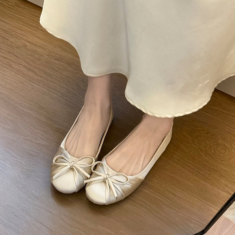 Women'S Shoes Round Toe - Nouvelles Chaussures Plates à Nœud Papillon