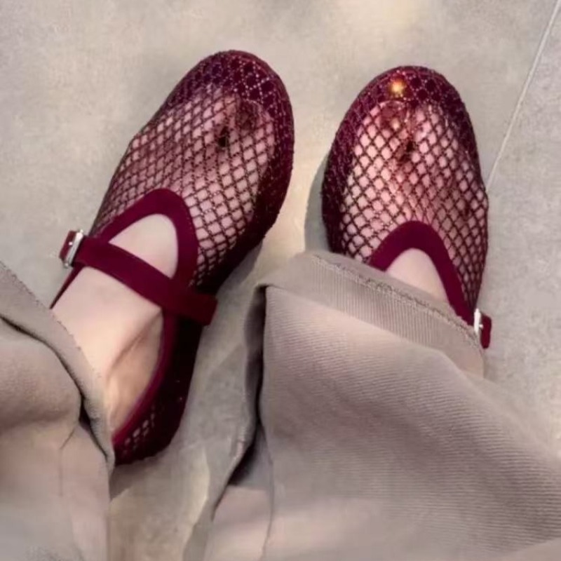 Women'S Shoes Round Toe - Sandales Baotou ajourées en strass pour