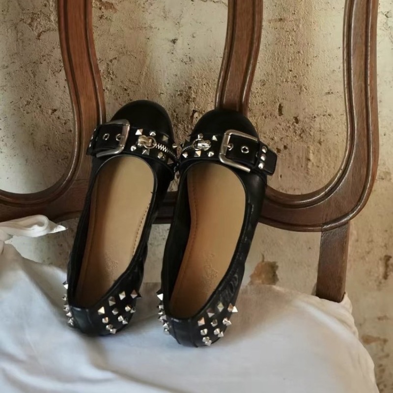 Women'S Shoes Round Toe - Chaussures plates Mary Jane en cuir