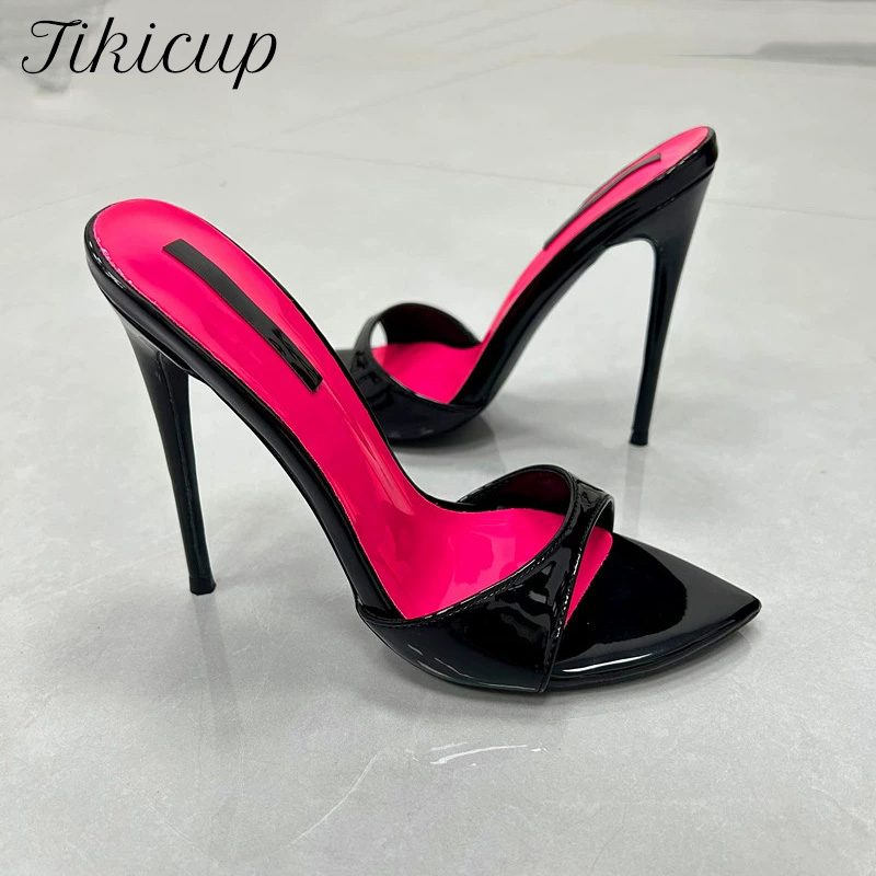 Patent Leather Pump - Femme talons aiguilles 12cm pantoufle Sexy