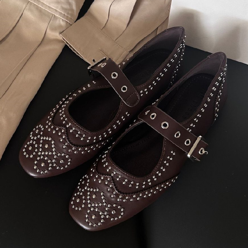 Rétro Rivet boucle Design appa - Women'S Shoes Round Toe avis et prix
