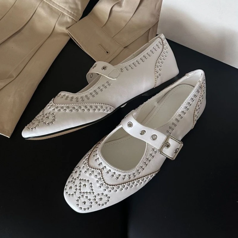 Rétro Rivet boucle Design appa - Women'S Shoes Round Toe avis et prix
