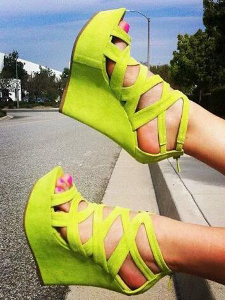 Sandales compensées à platefor - Women'S Shoes Yellow avis et prix