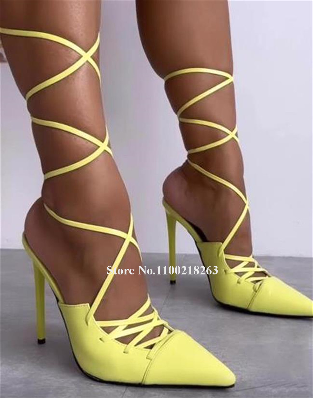 Sandales à talons fins à lacet - Women'S Shoes Yellow avis et prix